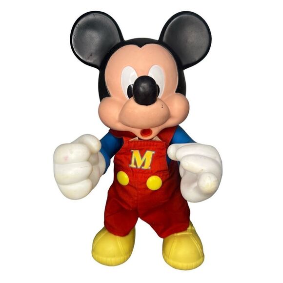Vintage 1980s Mickey Mouse Figure 14” Arco Party Time Posable Red Overalls - Picture 1 of 6